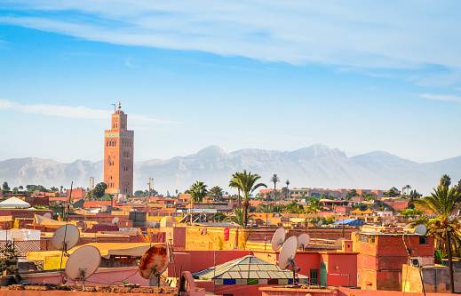 Panoramic View Of Marrakesh And Old Medina, Morocco